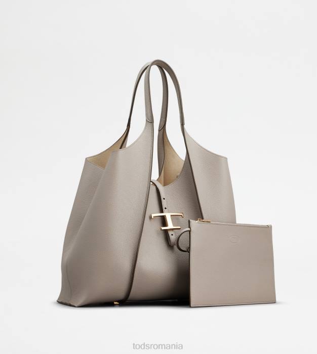 t geantă de cumpărături atemporală din piele mediu femei Tod's 080D331 gri