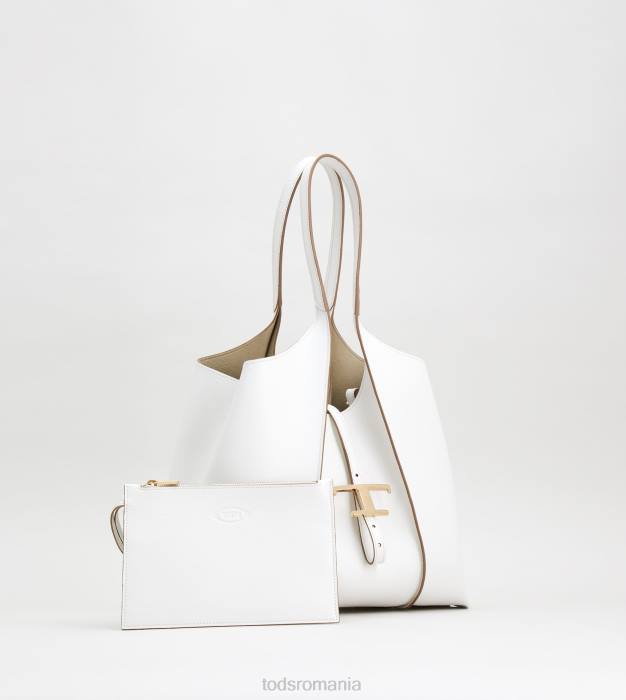 t geantă de cumpărături atemporală din piele mică femei Tod's 080D299 alb