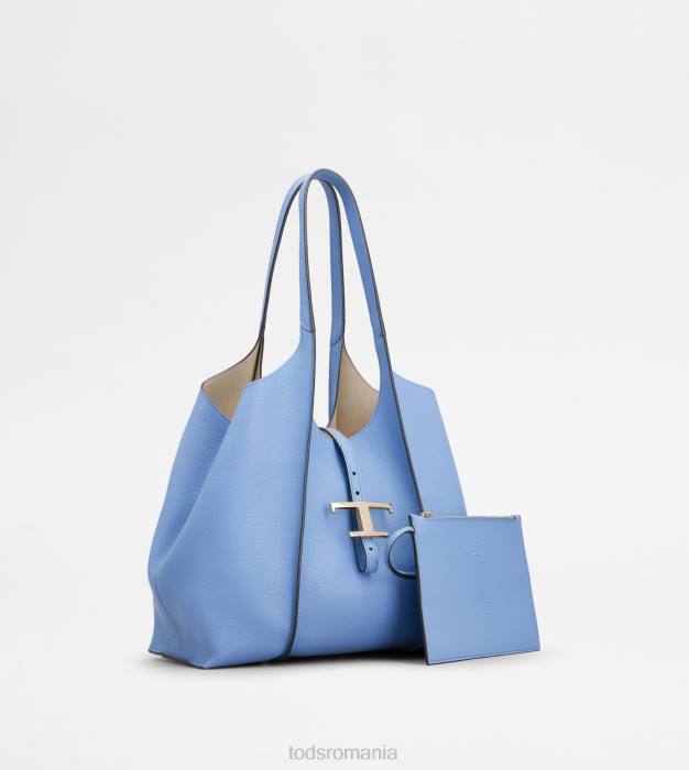 t geantă de cumpărături atemporală din piele mică femei Tod's 080D333 albastru deschis