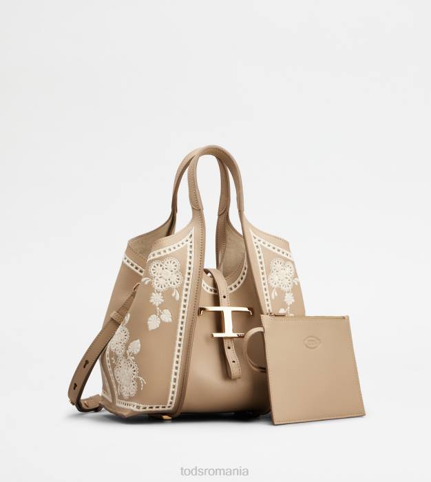 t geantă de cumpărături atemporală din piele mini femei Tod's 080D334 bej
