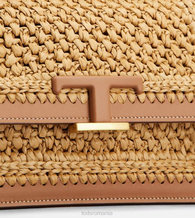geanta de umar din stofa si piele mini femei Tod's 080D434 bej/maro