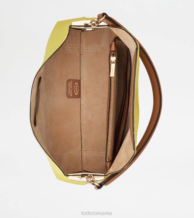 geanta de umar t husa din piele cu efect piele de ponei mini femei Tod's 080D424 galben