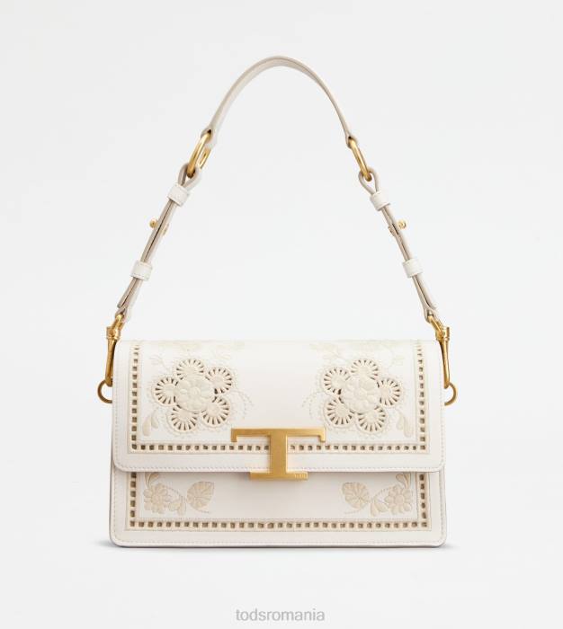 t geantă de umăr atemporală din piele mini femei Tod's 080D401 alb