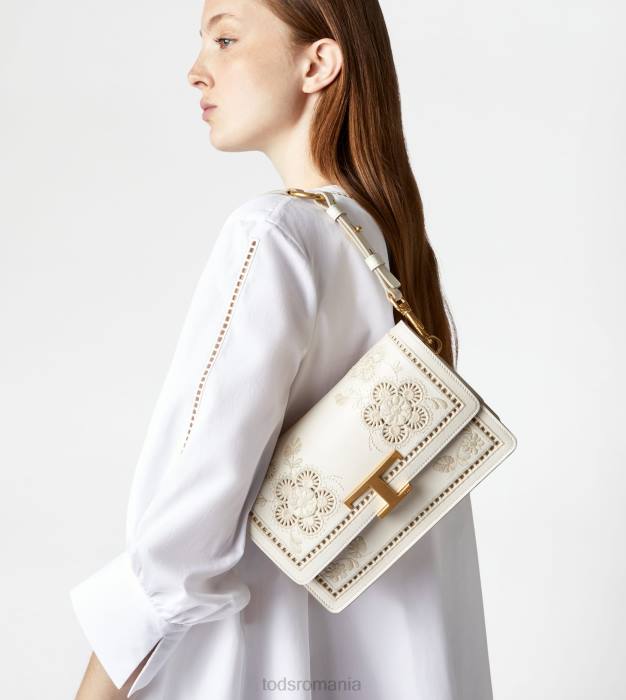 t geantă de umăr atemporală din piele mini femei Tod's 080D401 alb