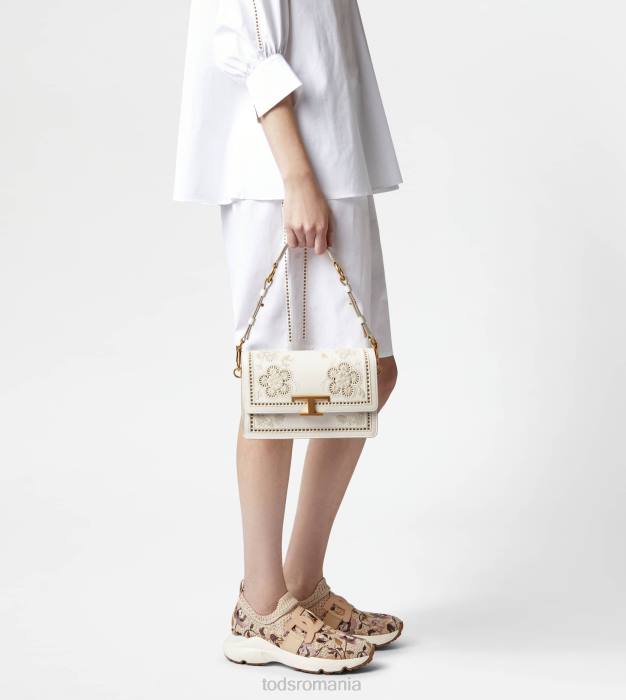 t geantă de umăr atemporală din piele mini femei Tod's 080D401 alb
