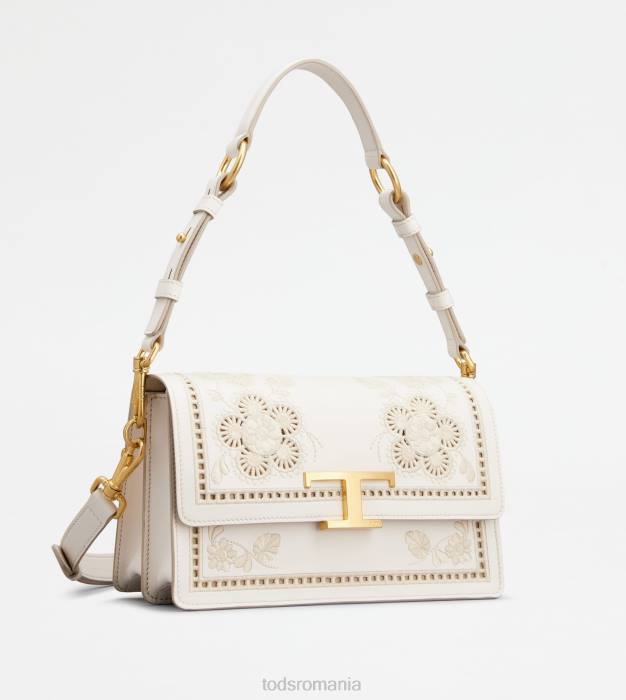 t geantă de umăr atemporală din piele mini femei Tod's 080D401 alb