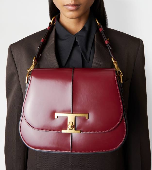 t geantă de umăr atemporală din piele mini femei Tod's 080D411 Burgundia