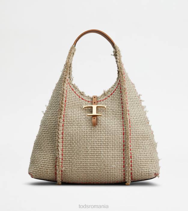 t geantă hobo atemporală din material textil și piele mediu femei Tod's 080D390 bej