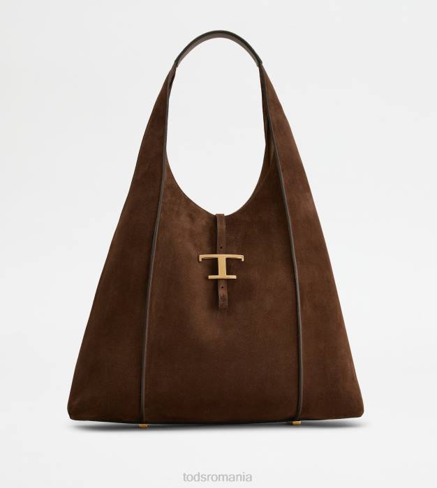 t geantă hobo atemporală din piele intoarsa mare femei Tod's 080D382 maro