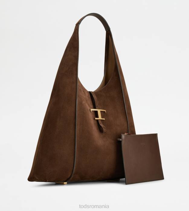 t geantă hobo atemporală din piele intoarsa mare femei Tod's 080D382 maro