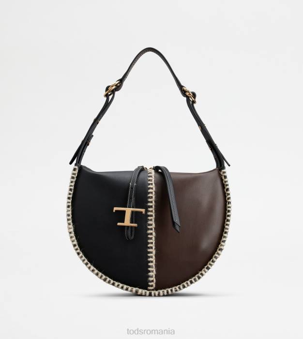 t geantă hobo atemporală din piele mediu femei Tod's 080D412 negru