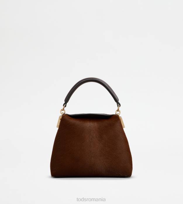 geantă messenger tote bag t din piele cu efect de piele de ponei micro femei Tod's 080D352 maro