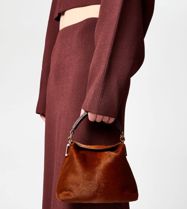 geantă messenger tote bag t din piele cu efect de piele de ponei micro femei Tod's 080D352 maro