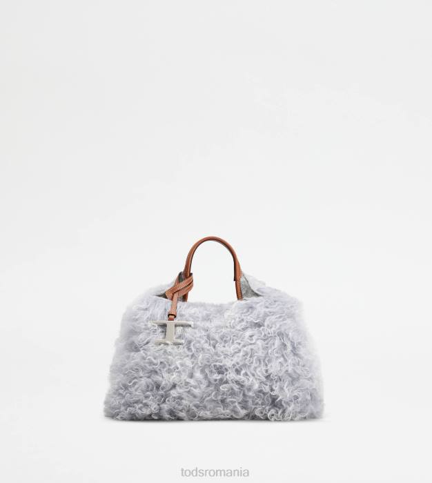 geanta din mohair si piele micro femei Tod's 080D367 gri/maro