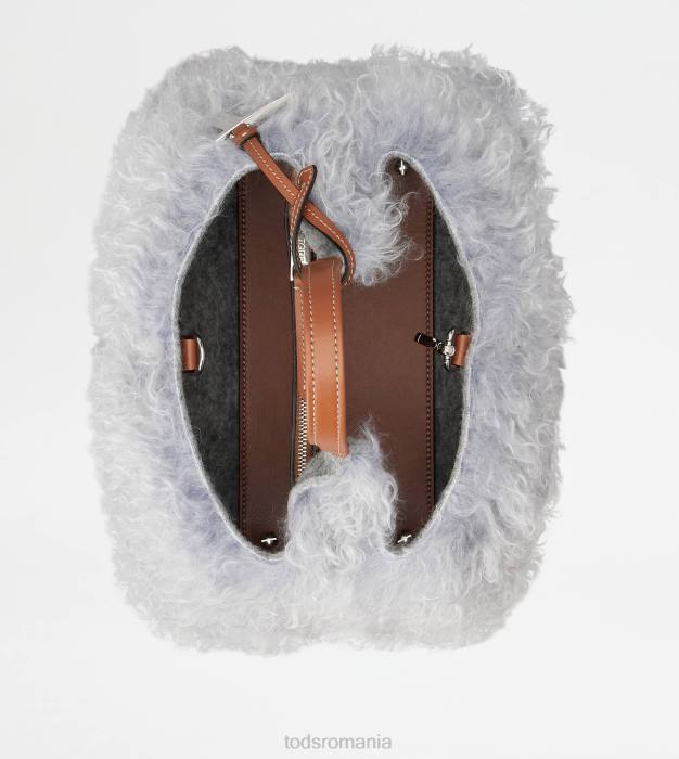 geanta din mohair si piele micro femei Tod's 080D367 gri/maro