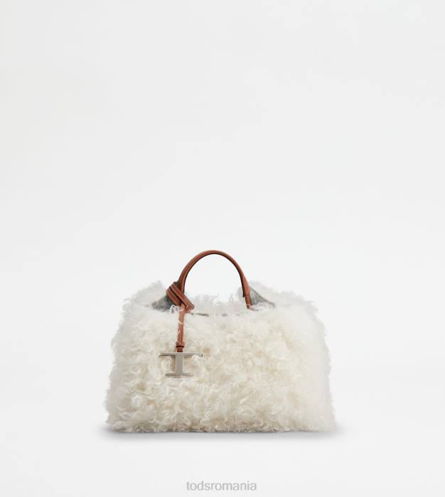 geanta din mohair si piele micro femei Tod's 080D371 alb