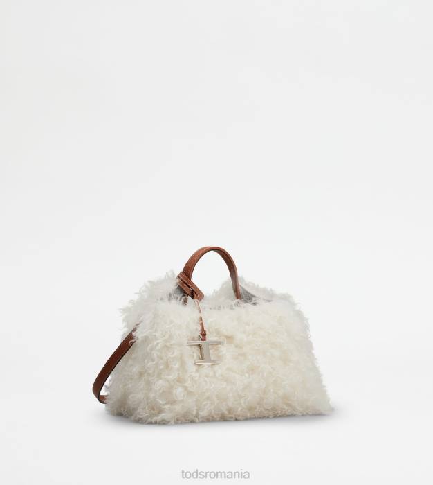 geanta din mohair si piele micro femei Tod's 080D371 alb