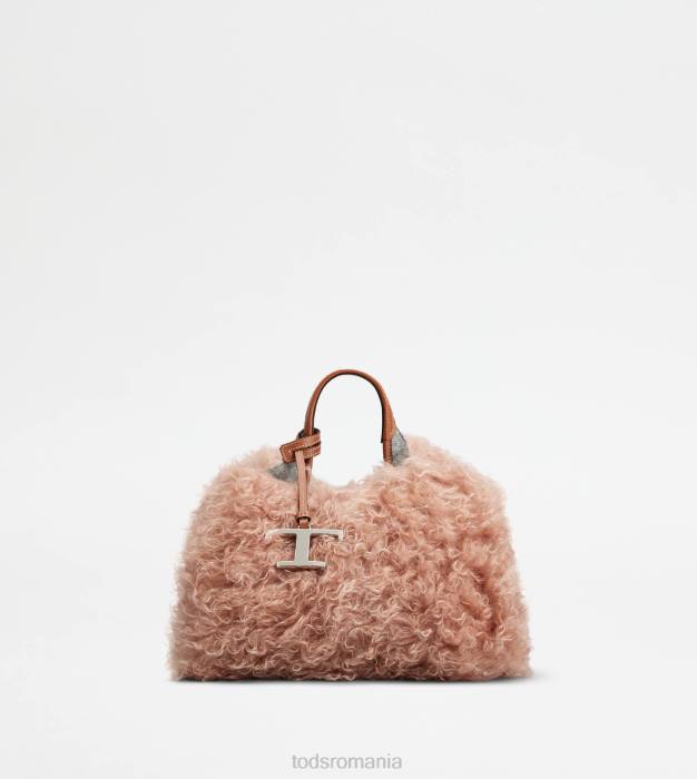 geanta din mohair si piele micro femei Tod's 080D374 roz