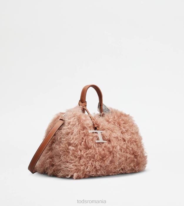 geanta din mohair si piele micro femei Tod's 080D374 roz