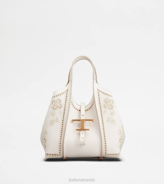 t geantă de cumpărături atemporală din piele mini femei Tod's 080D335 alb