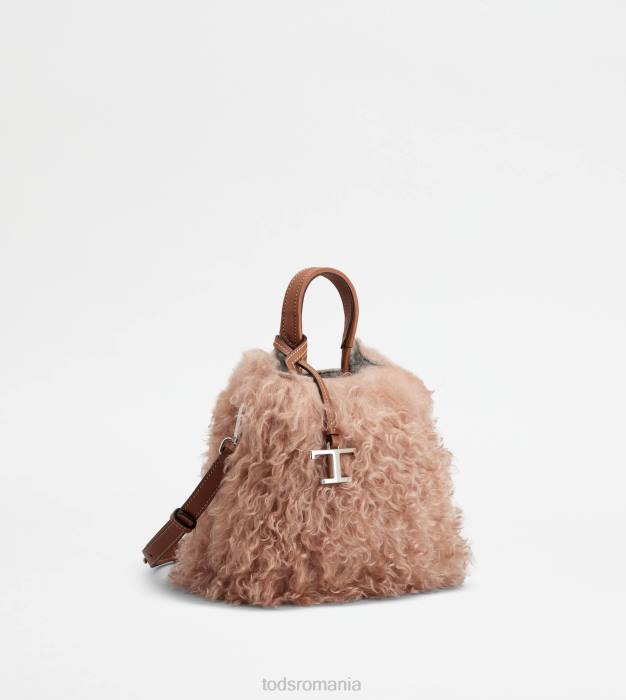 micro geanta din mohair si piele micro femei Tod's 080D468 roz