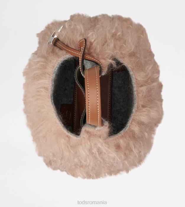 micro geanta din mohair si piele micro femei Tod's 080D468 roz
