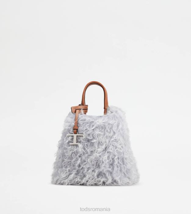 micro geanta din mohair si piele micro femei Tod's 080D470 gri/maro