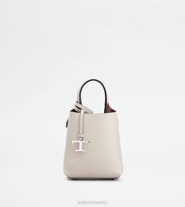 micro geanta din piele femei Tod's 080D463 gri/visiniu